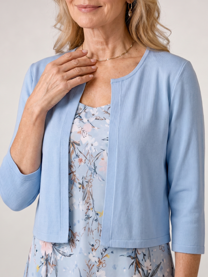 Women's Floral Print Midi Dress with Cropped Jacket