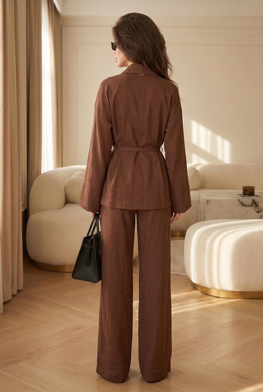Women's Flow Tunic Wide Leg Set with Fluid Drape for Daily