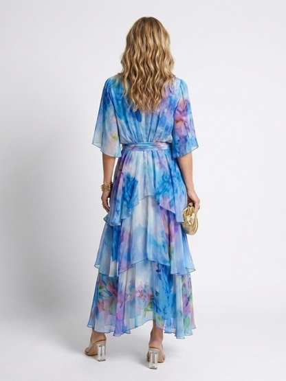 Women's Flowing Maxi Dress with Tie Waist for Daytime