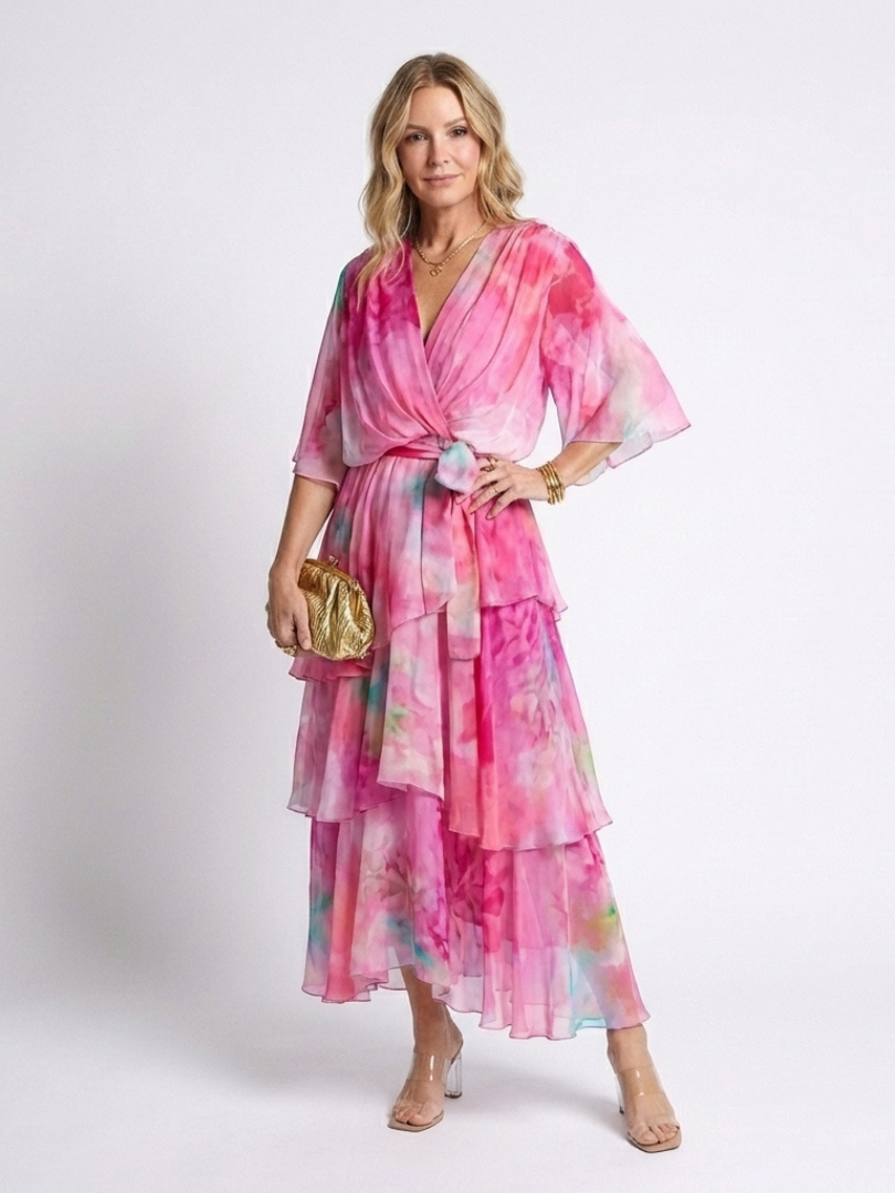 Women's Flowing Maxi Dress with Tie Waist for Daytime