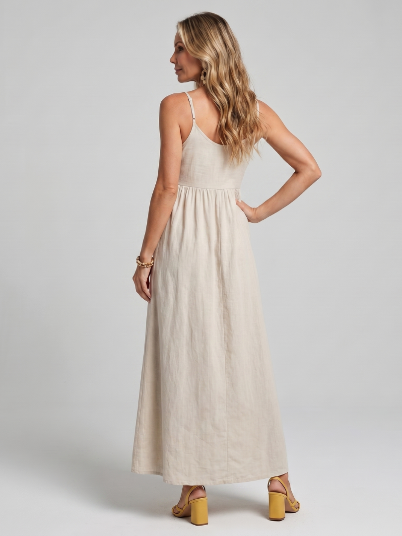 Women's Flowing Midi Dress with Spaghetti Strap for Summer