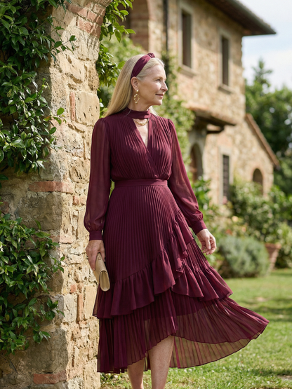 Women's Fluid Midi Dress with Fluid Drape for Evening Event