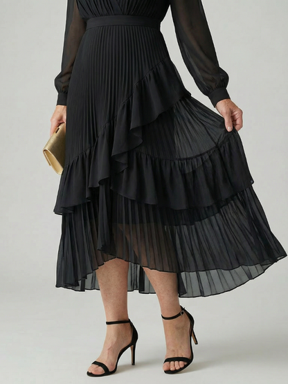 Women's Fluid Midi Dress with Fluid Drape for Evening Event