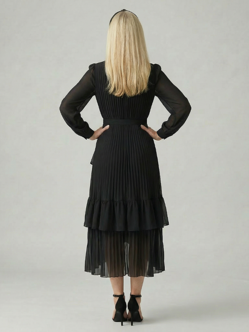 Women's Fluid Midi Dress with Fluid Drape for Evening Event