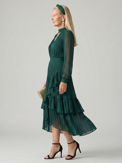 Women's Fluid Midi Dress with Fluid Drape for Evening Event