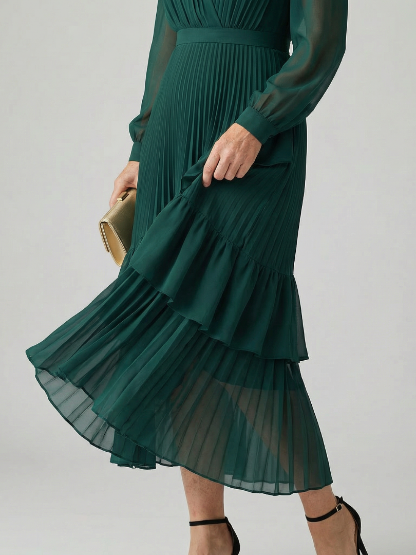 Women's Fluid Midi Dress with Fluid Drape for Evening Event
