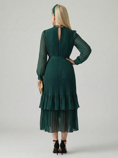 Women's Fluid Midi Dress with Fluid Drape for Evening Event