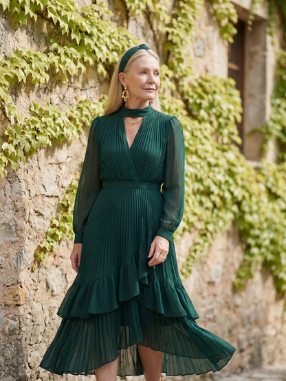 Women's Fluid Midi Dress with Fluid Drape for Evening Event