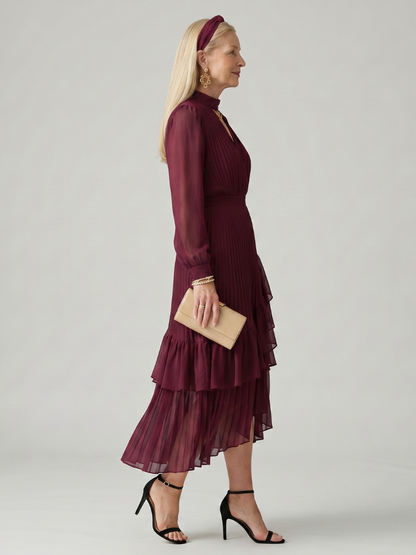 Women's Fluid Midi Dress with Fluid Drape for Evening Event