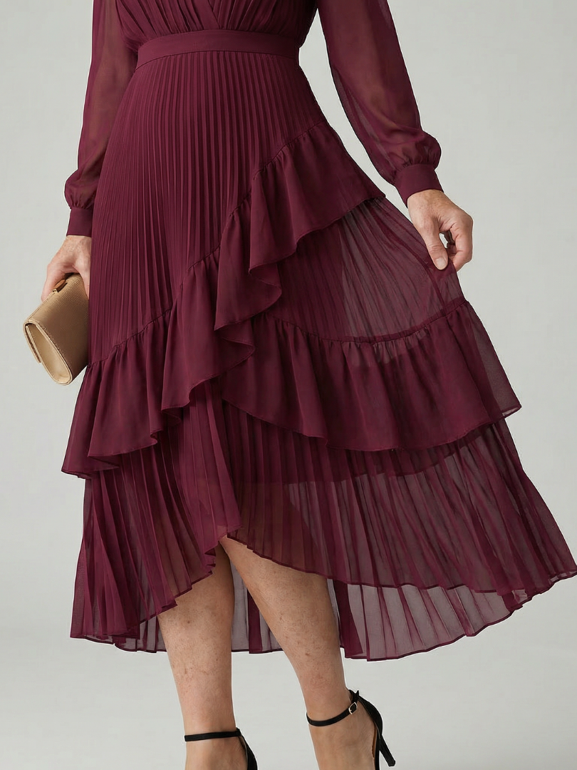Women's Fluid Midi Dress with Fluid Drape for Evening Event