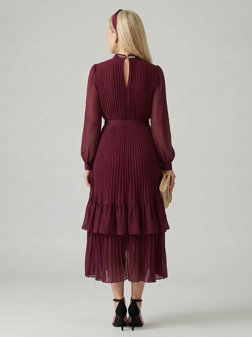 Women's Fluid Midi Dress with Fluid Drape for Evening Event
