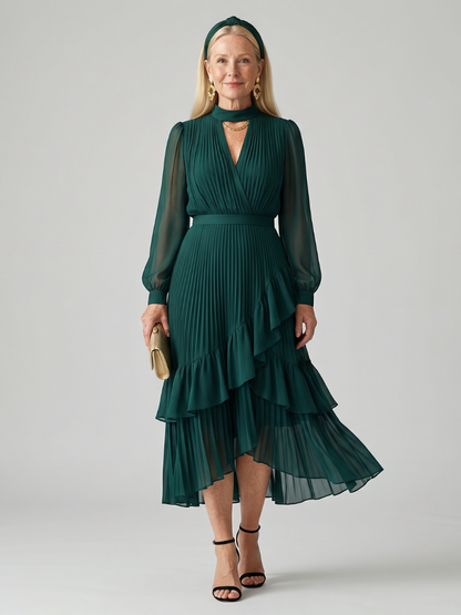 Women's Fluid Midi Dress with Fluid Drape for Evening Event