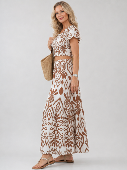 Women's Flutter Midi Dress with Printed Pattern for Daywear
