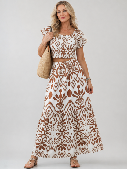 Women's Flutter Midi Dress with Printed Pattern for Daywear