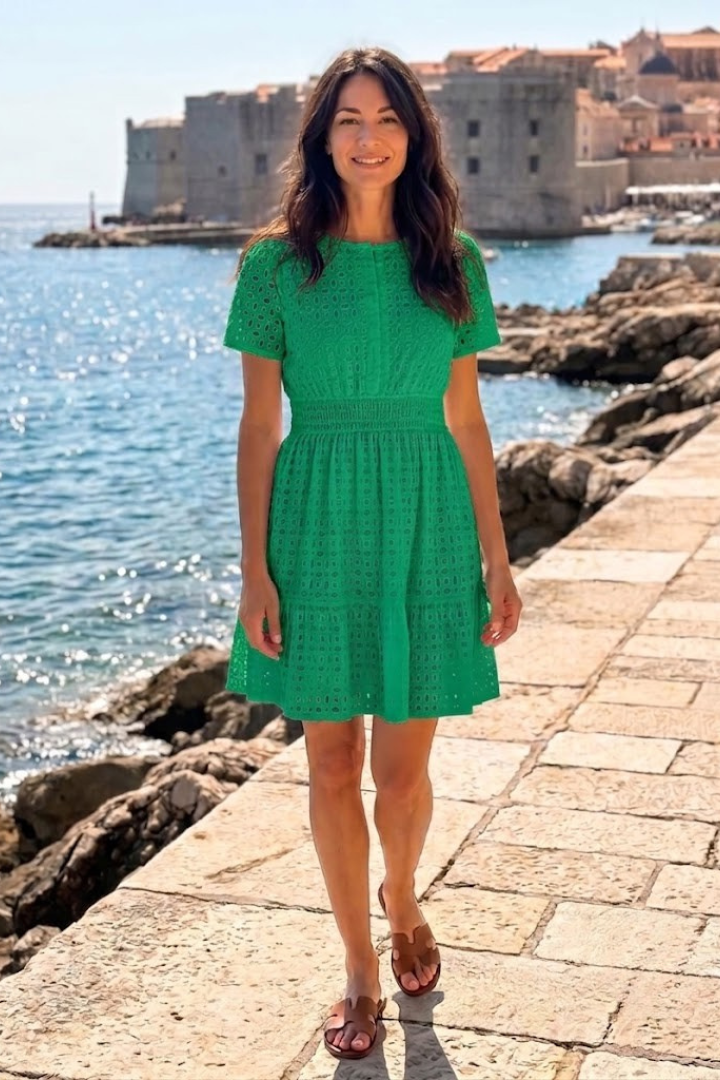 Women's Flutter-Sleeve Eyelet Mini Dress for Day Out