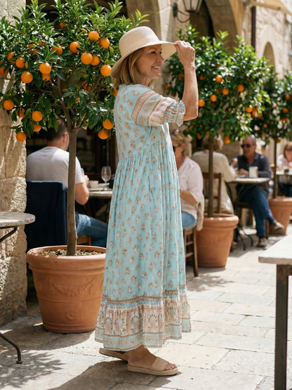 Women's Garden Market Dress with soft V-neck for Casual Day