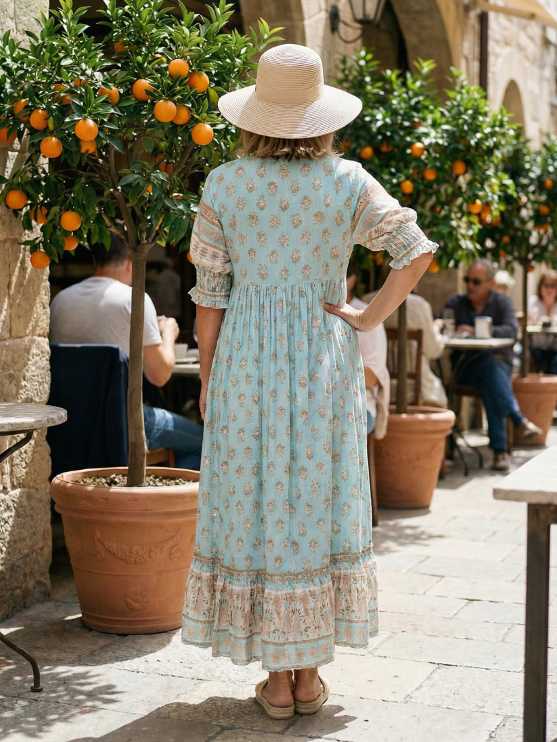Women's Garden Market Dress with soft V-neck for Casual Day