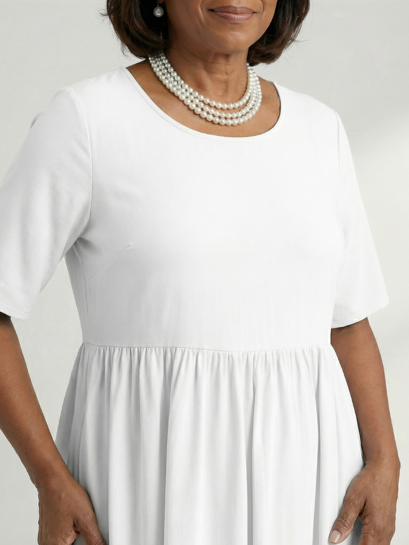 Women's Gather Midi Dress with Gathered Waist for Everyday Wear