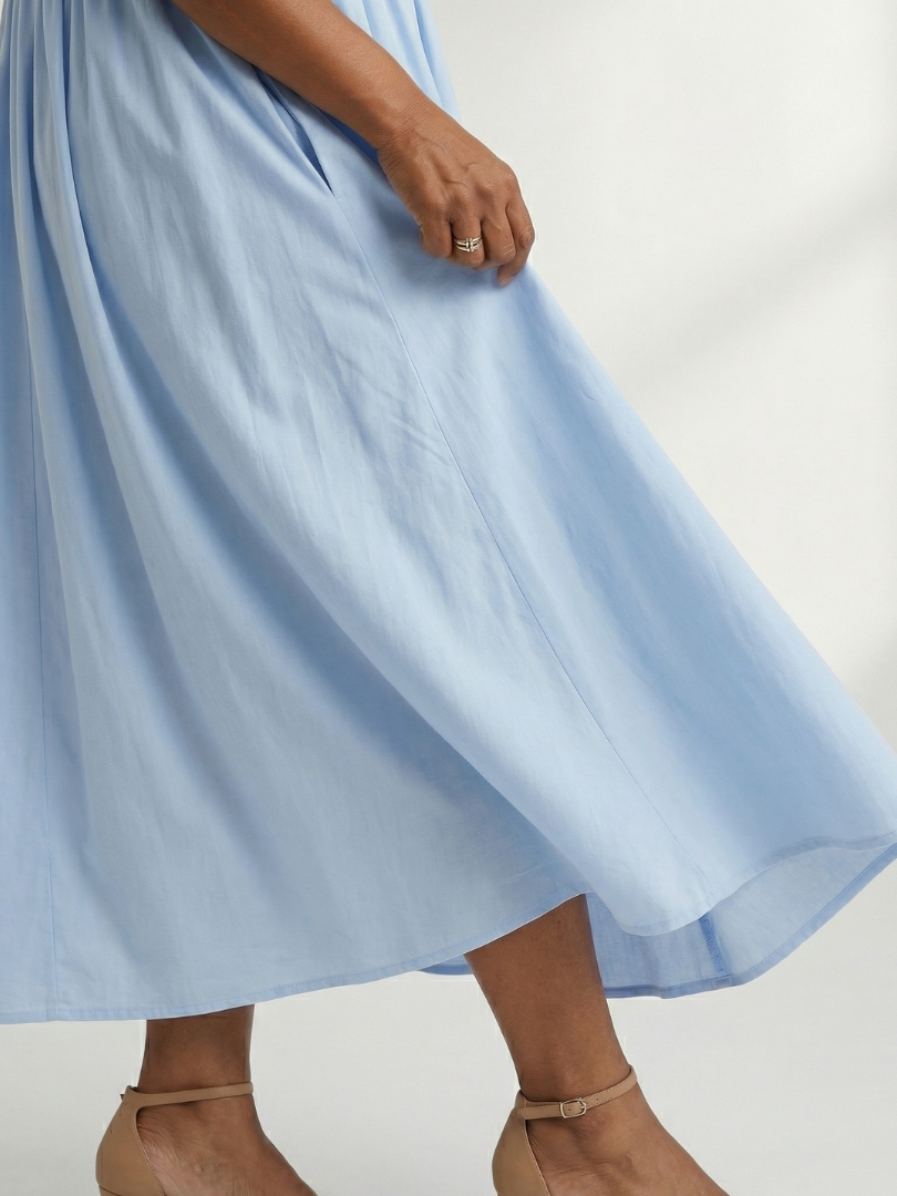 Women's Gather Midi Dress with Gathered Waist for Everyday Wear
