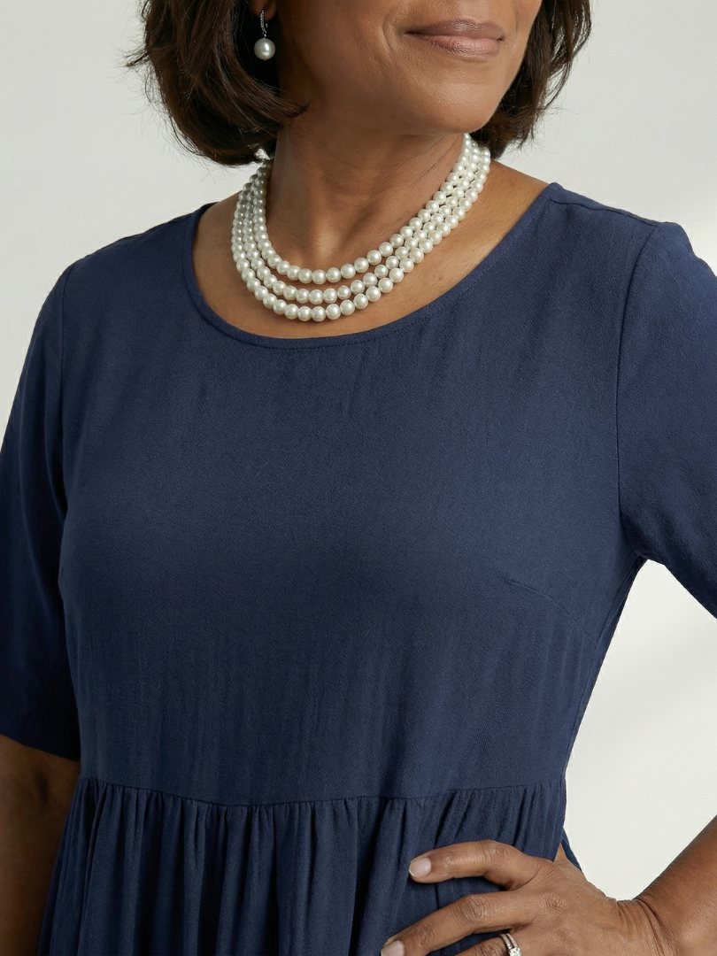 Women's Gather Midi Dress with Gathered Waist for Everyday Wear