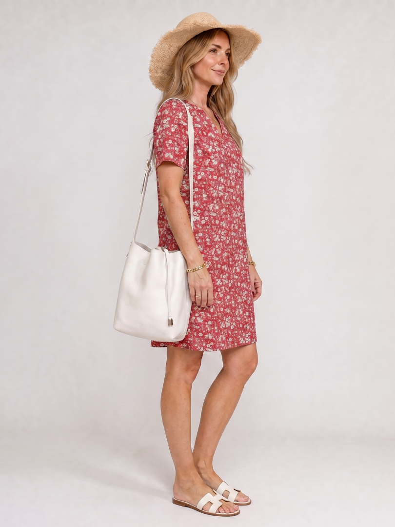 Women's Geometric Print Knee Length Dress with Short Sleeves