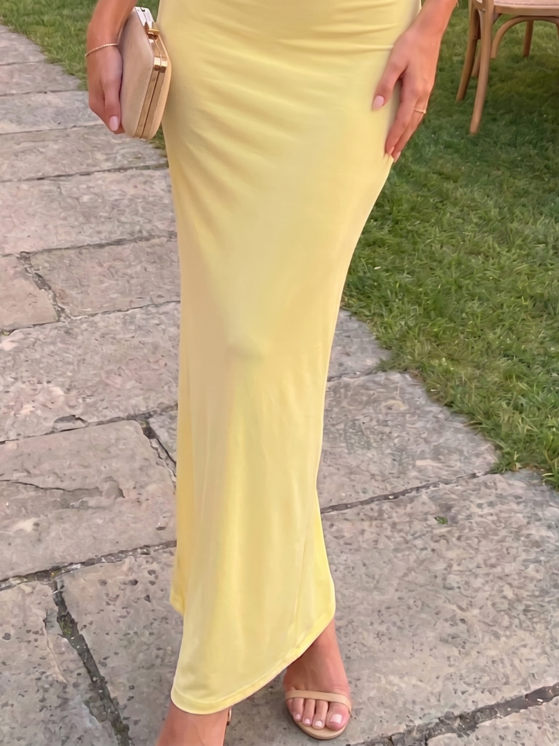 Women's Halter Neck Midi Dress with Draped Front for Events