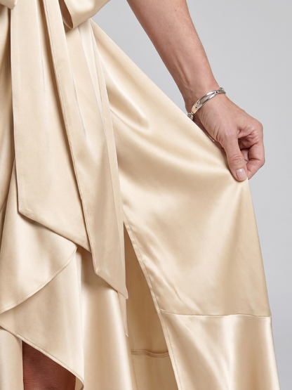 Women's Halter Neck Midi Dress with Wrap Waist for Evening Event