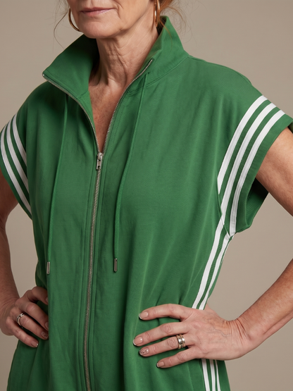 Women's Jumpsuit with Zip Front Stripe Panel for Daywear