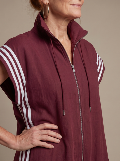 Women's Jumpsuit with Zip Front Stripe Panel for Daywear