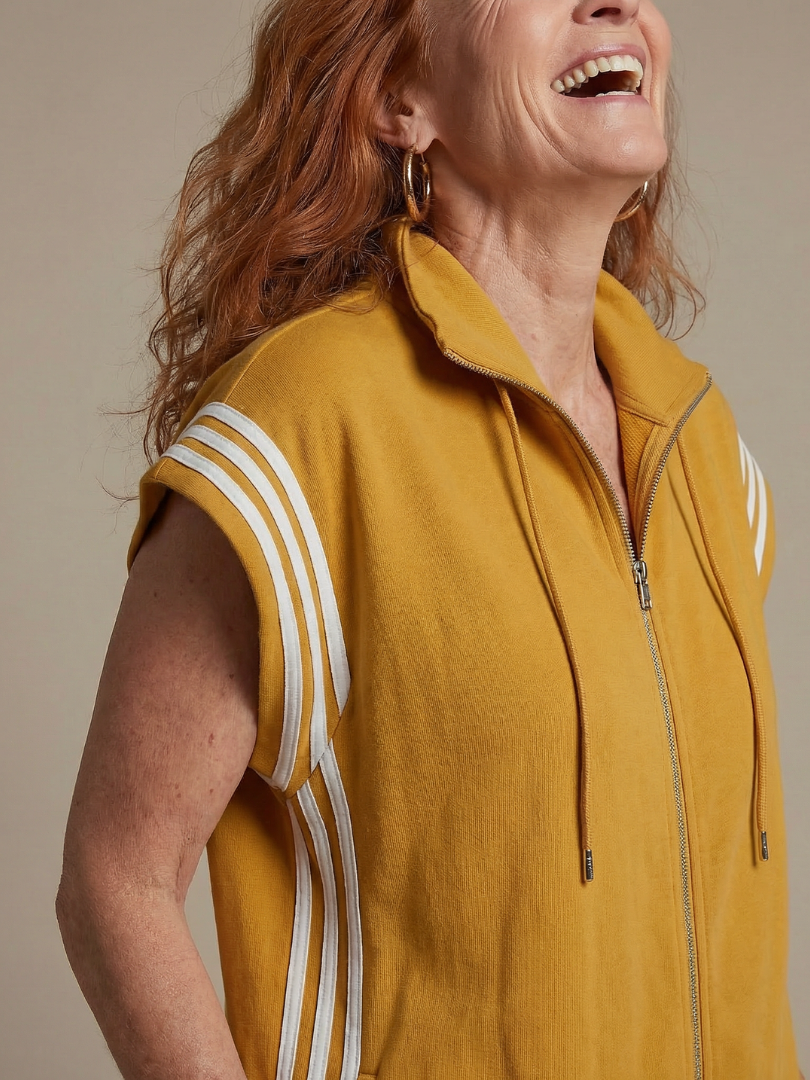 Women's Jumpsuit with Zip Front Stripe Panel for Daywear