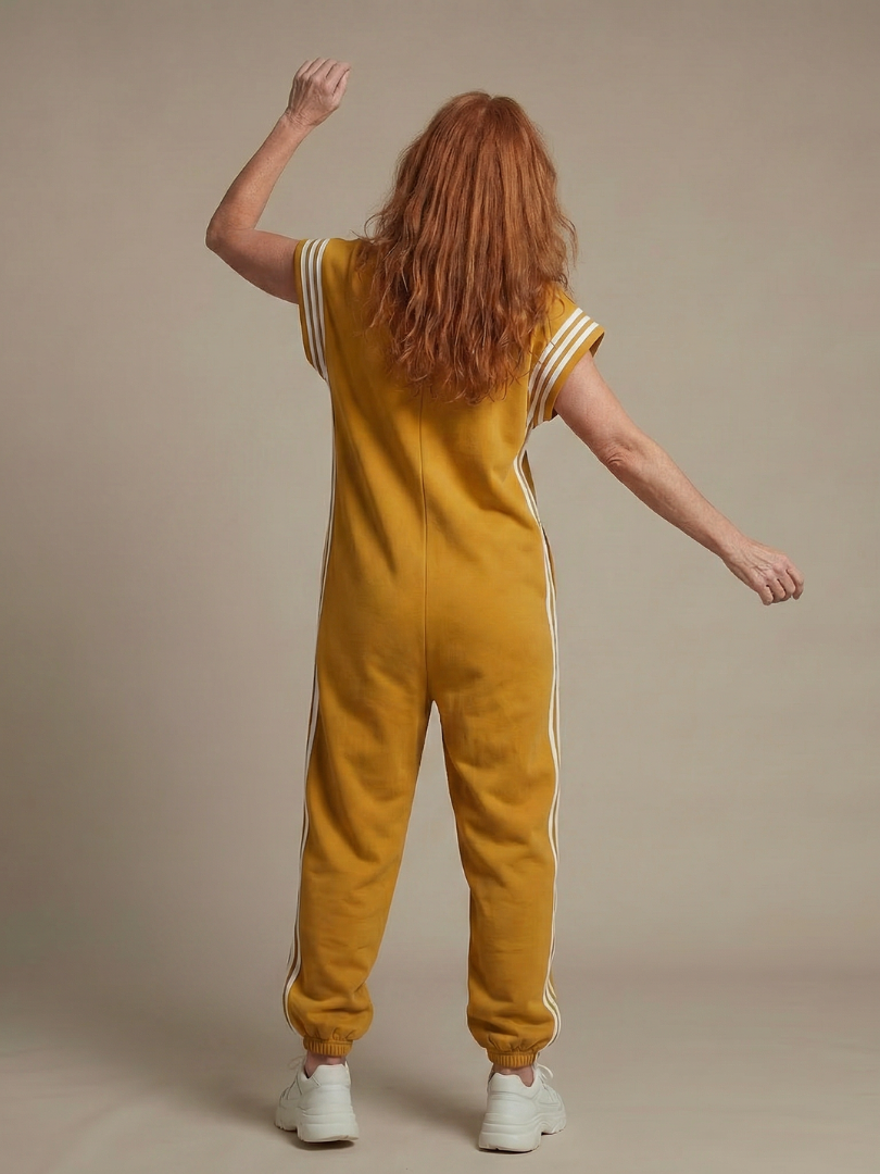 Women's Jumpsuit with Zip Front Stripe Panel for Daywear