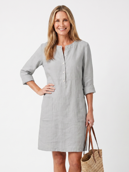 Women's Knee-Length Dress with Button Front for Casual Wear