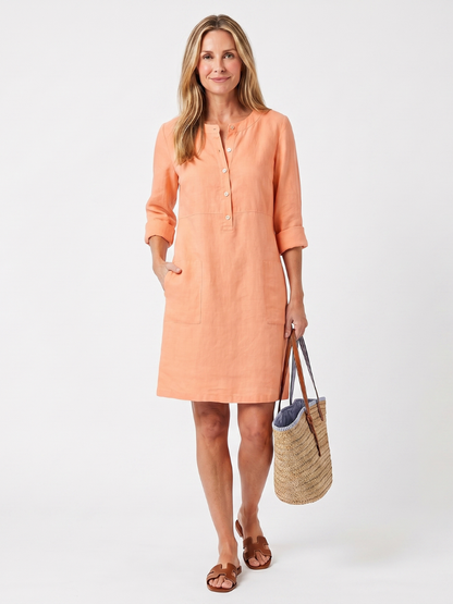 Women's Knee-Length Dress with Button Front for Casual Wear