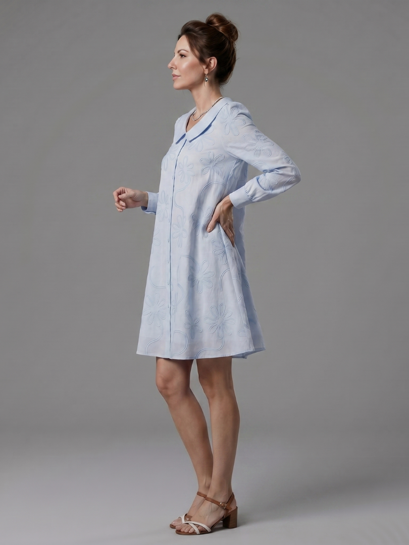 Women's Knee Length Dress with Button Front for Everyday