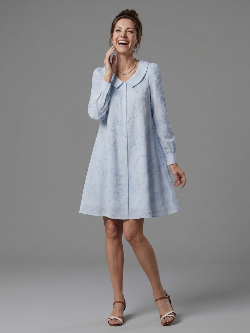 Women's Knee Length Dress with Button Front for Everyday