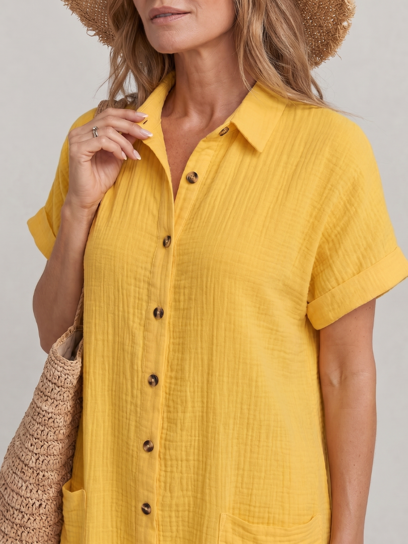 Women's Knee Length Dress with Front Pockets for Summer