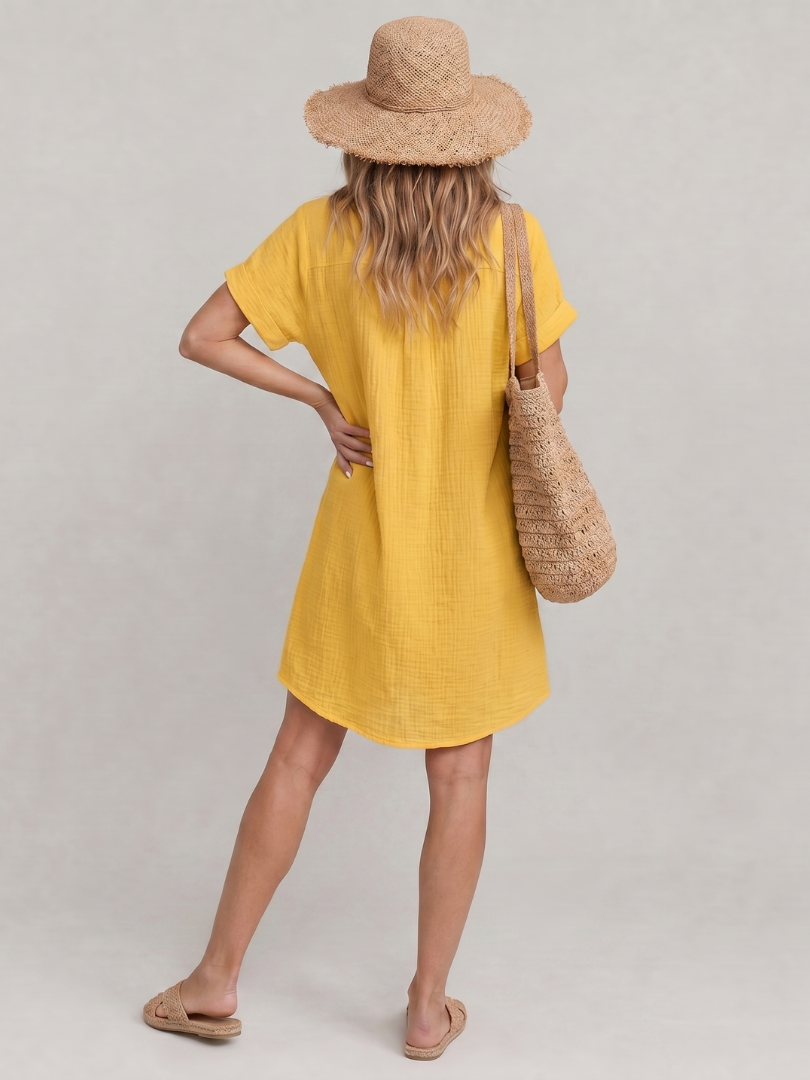 Women's Knee Length Dress with Front Pockets for Summer