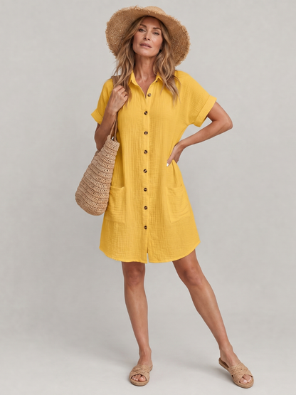 Women's Knee Length Dress with Front Pockets for Summer