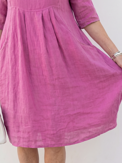 Women's Knee-length Dress with Gathered Front for Everyday