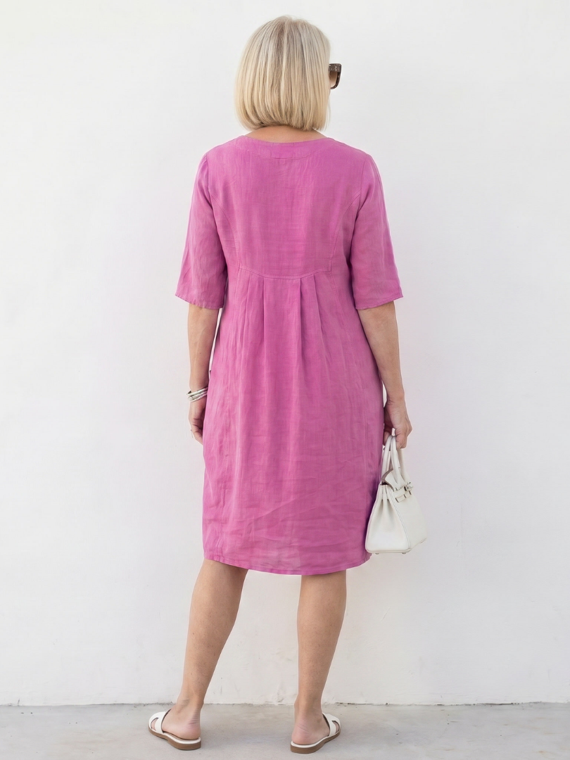 Women's Knee-length Dress with Gathered Front for Everyday