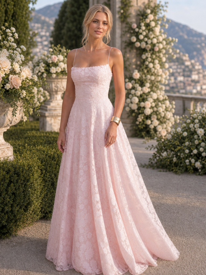 Women's Lace Maxi Dress with Spaghetti Straps for Formal