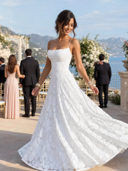 Women's Lace Maxi Dress with Spaghetti Straps for Formal