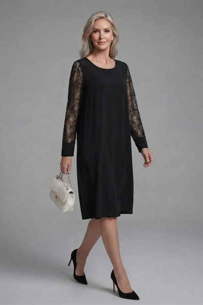 Women's Lace Sleeve Peplum Midi Dress for Formal Events