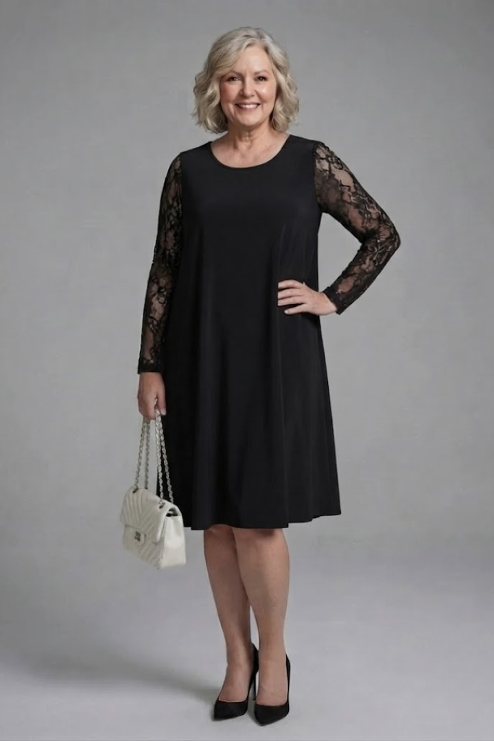 Women's Lace Sleeve Peplum Midi Dress for Formal Events