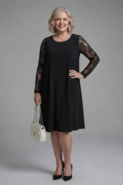 Women's Lace Sleeve Peplum Midi Dress for Formal Events