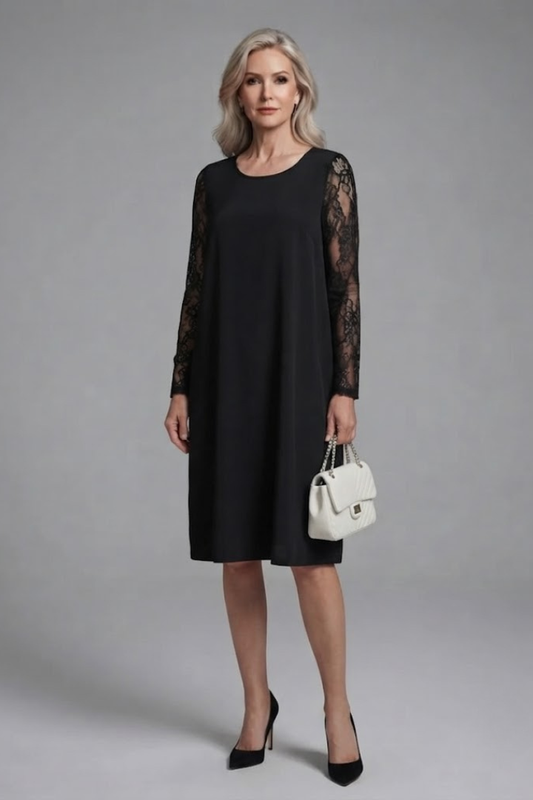 Women's Lace Sleeve Peplum Midi Dress for Formal Events