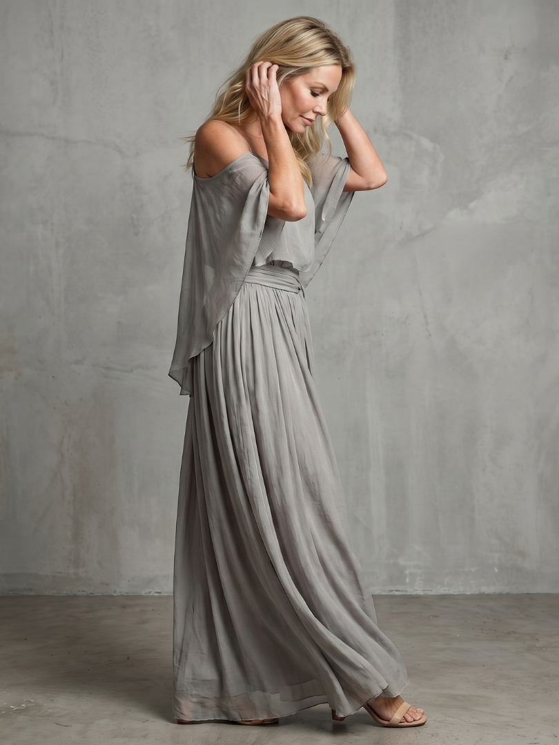 Women's Layered Top Two-Piece Set with Flow for Evening