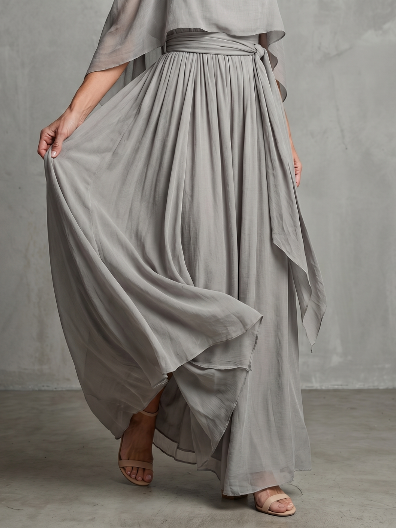 Women's Layered Top Two-Piece Set with Flow for Evening