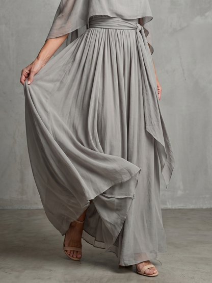 Women's Layered Top Two-Piece Set with Flow for Evening