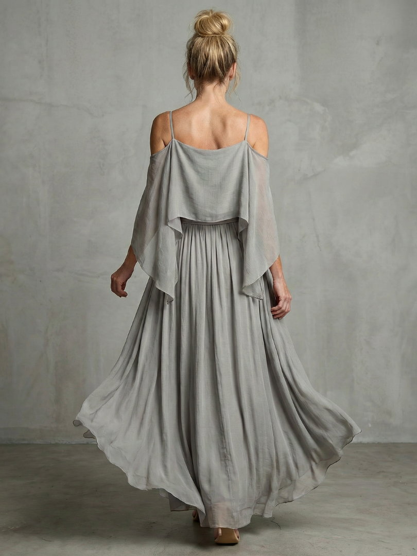 Women's Layered Top Two-Piece Set with Flow for Evening